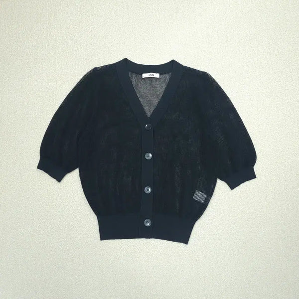[BUNJANG] The Edge Women's Short Sleeve Cardigan Inner Set Navy / (66)더엣지 여성 반팔 가디건 이너 세트 네이비