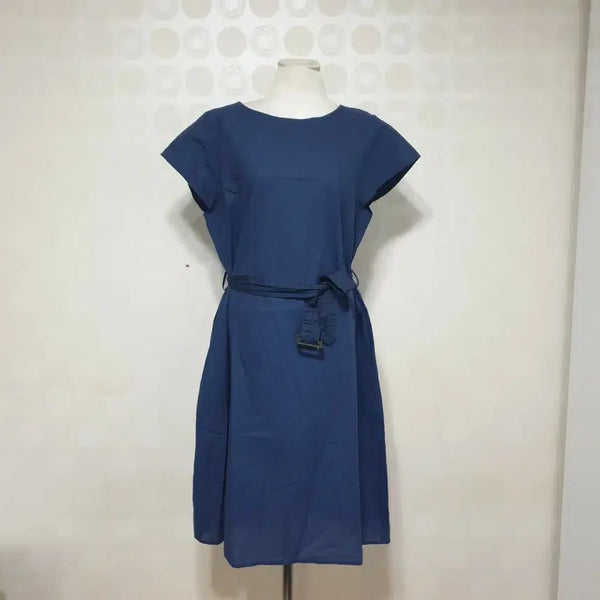 [BUNJANG] Linen Belted Maxi Dress Navy / 린넨원피스77 벨트원피스77 네이비원피스77 벨트원피스77 롱원피스77