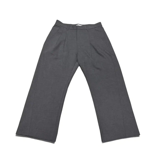 [BUNJANG] MINAB Grey Wool Twill Two-Tuck Curved Slacks / L 미나브 그레이 울 트윌 투턱 커브드 슬랙스