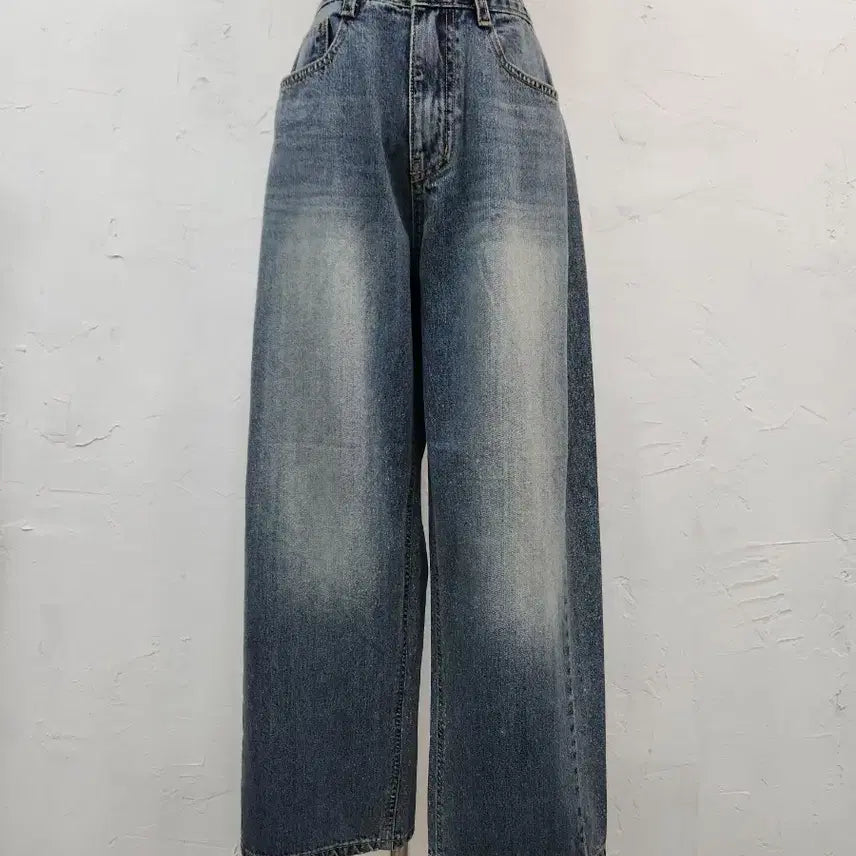 [BUNJANG] Denim Wide Pants Vintage Wash / 데님 와이드 팬츠 빈티지 워싱