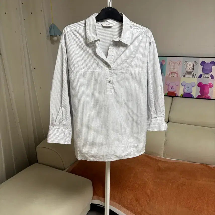[BUNJANG] Hazzys 7-Sleeve Striped Shirt / 헤지스 7부소매셔츠