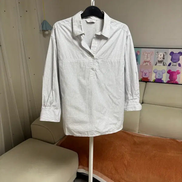 [BUNJANG] Hazzys 7-Sleeve Striped Shirt / 헤지스 7부소매셔츠