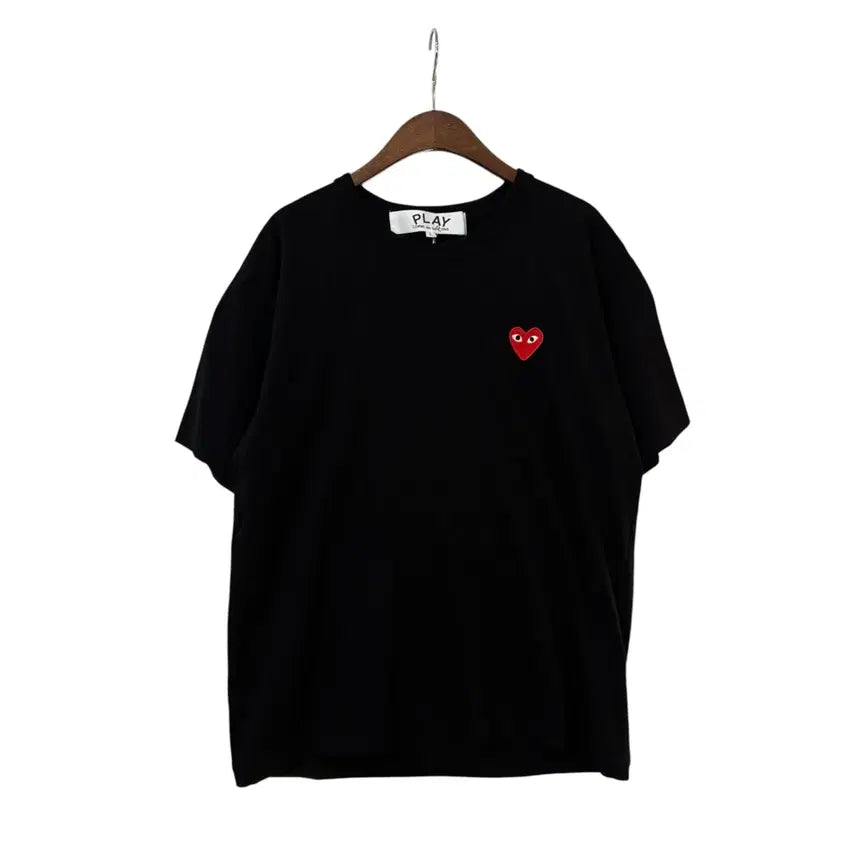 [BUNJANG] Comme des Garçons Black Red Heart Patch T-Shirt L / 꼼데가르송 레드와펜 반팔티 블랙 L 정품