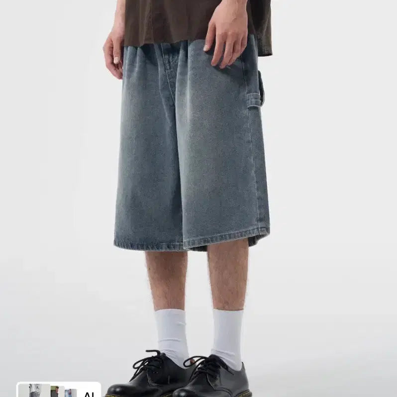 [BUNJANG] Thatsit One-Tuck Carpenter Bermuda Denim Pants Vintage Blue L / (1회착용) 뎃츠잇 원턱 카펜터 버뮤다 데님팬츠 빈티지블루 L
