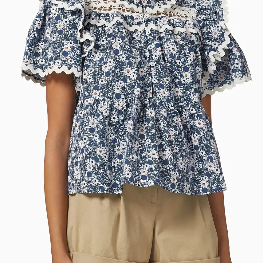 [BUNJANG] SEA New York Eyelet Blouse S / SEA 씨뉴욕 아일렛 블라우스 S