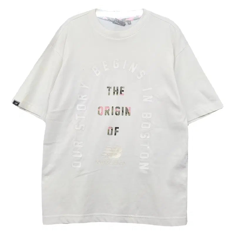 [BUNJANG] New Balance Printing White T-Shirt Size S / 뉴발란스 프린팅 화이트 반팔티 90(S)