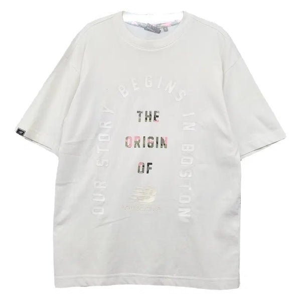[BUNJANG] New Balance Printing White T-Shirt Size S / 뉴발란스 프린팅 화이트 반팔티 90(S)