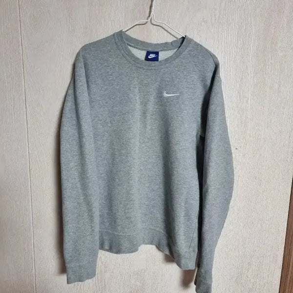 [BUNJANG] Nike Club Swoosh Sweatshirt - Grey, Size L / 나이키 맨투맨 클럽 스우시 그레이 L