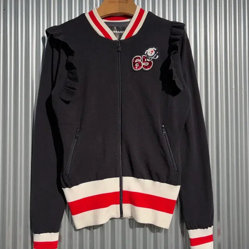 [BUNJANG] PASSARDI Golfwear Frill Knit Zip-Up Jacket Navy (S) / [90/S] 파사르디 PASSARDI 골프웨어 프릴 니트  집업 자켓 네이비 4.9