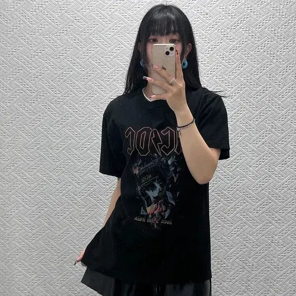 [BUNJANG] ACDC RAG Punk Printing Short Sleeve T-Shirt M / 에이씨디씨 빈티지 스트릿 락펑크 프린팅 반팔티 M C14106
