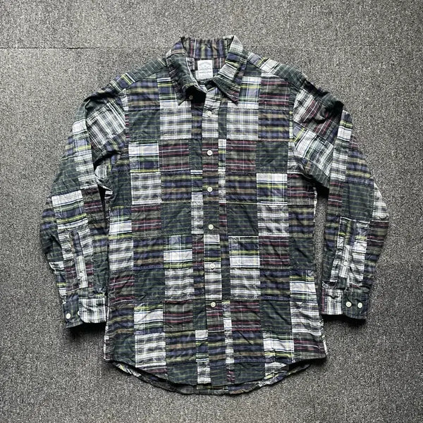 [BUNJANG] Brooks Brothers Madras Patchwork Button-Down Shirt Slim Fit M / 브룩스브라더스 마드라스 패치워크 버튼다운 셔츠 M (폴로드레익스제이프레스)