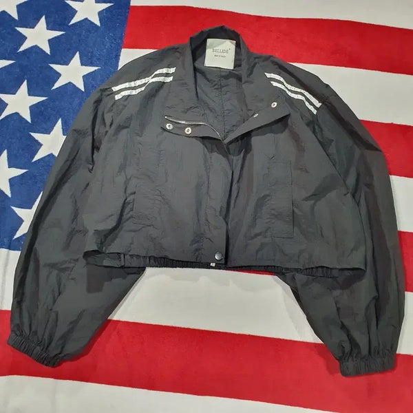 [BUNJANG] Velide Black Cropped Windbreaker Jacket 2XL / 벨리드 블랙 크롭 바람막이 자켓 2XL. 2508941