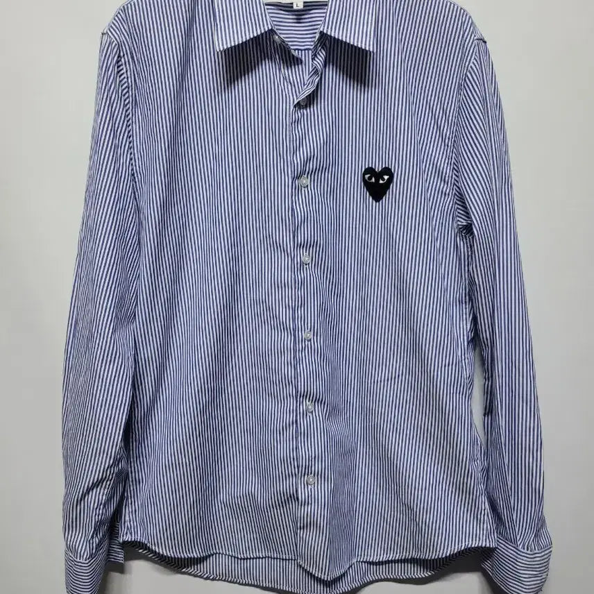 [BUNJANG] Comme des Garçons PLAY Stripe Shirt Black Emblem - L / (L)  꼼데가르송 플레이 셔츠 스트라이프 블랙와펜