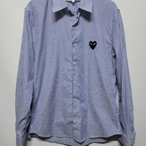 [BUNJANG] Comme des Garçons PLAY Stripe Shirt Black Emblem - L / (L)  꼼데가르송 플레이 셔츠 스트라이프 블랙와펜