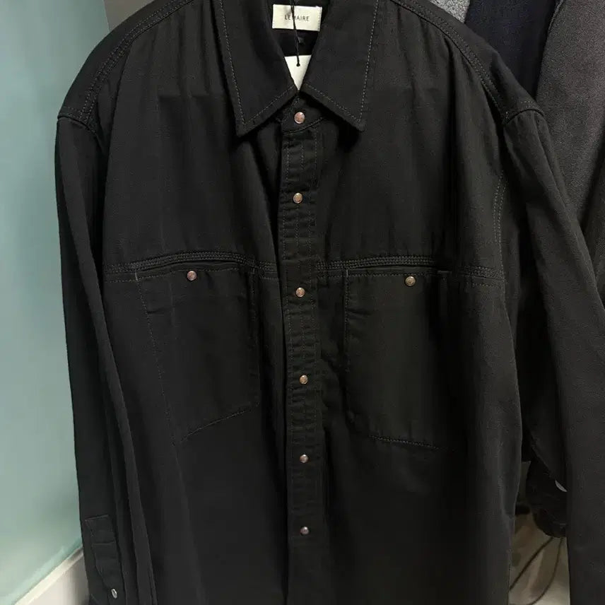 [BUNJANG] Lemaire Black Denim Snap Shirt Size 48 / 르메르 데님 스냅 셔츠 48