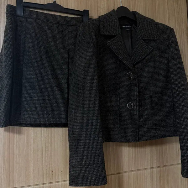 [BUNJANG] Plastic Island Tweed Jacket Skirt Set - Two-Piece / 플라스틱 아일랜드 트위드 자켓 스커트 세트 투피스 하객룩