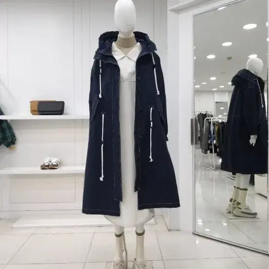 [BUNJANG] Studio Tomboy Navy Hooded Long Coat / 스튜디오톰보이 네이비 후드 롱코트
