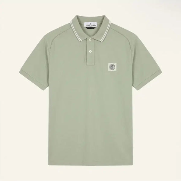 [BUNJANG] Stone Island Logo Patch Polo T-Shirt Light Green / 스톤아일랜드 로고패치 PK반팔 라이트그린 (105)