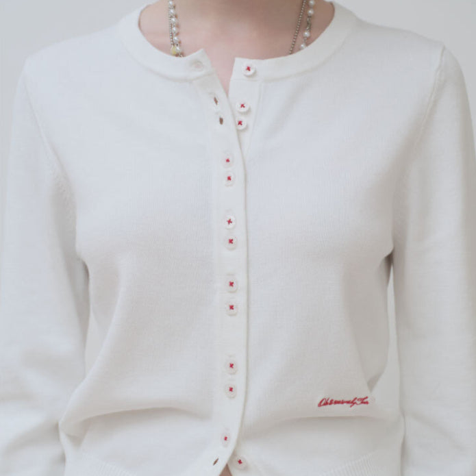 [BUNJANG] T.Maker Basic Round Knit Cardigan (Ivory, Size 90) / (아이보리 90) [ 티메이커 ] 베이직 라운드 니트 가디건 크롭 니트 가디건 출근룩 오피스룩
