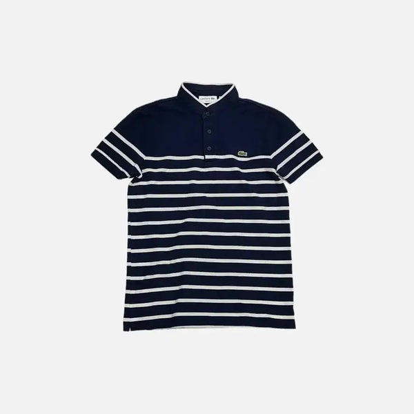 [BUNJANG] Lacoste Striped Henley Collar T-Shirt / 라코스테 스트라이프 헨리넥 반팔 카라티 빈티지 만원샵
