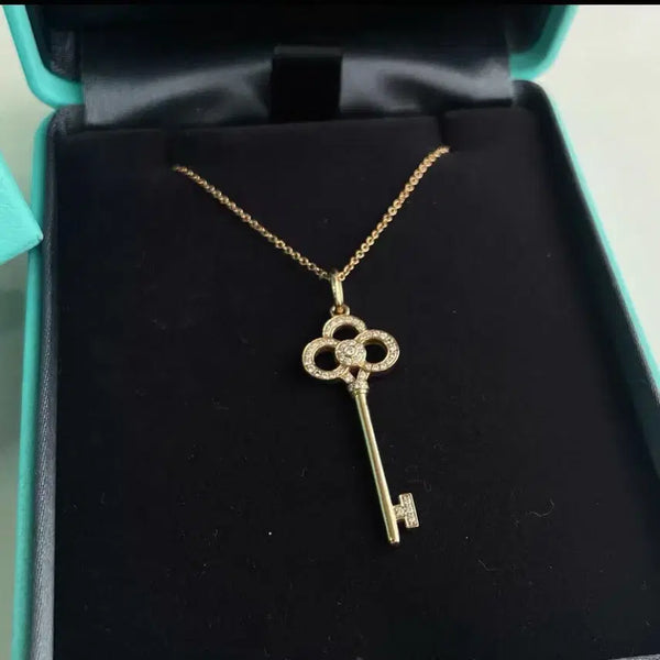 [BUNJANG] Tiffany & Co. Diamond Set Key Pendant Necklace / 티파니 키 펜던트 반세팅 다이아 목걸이