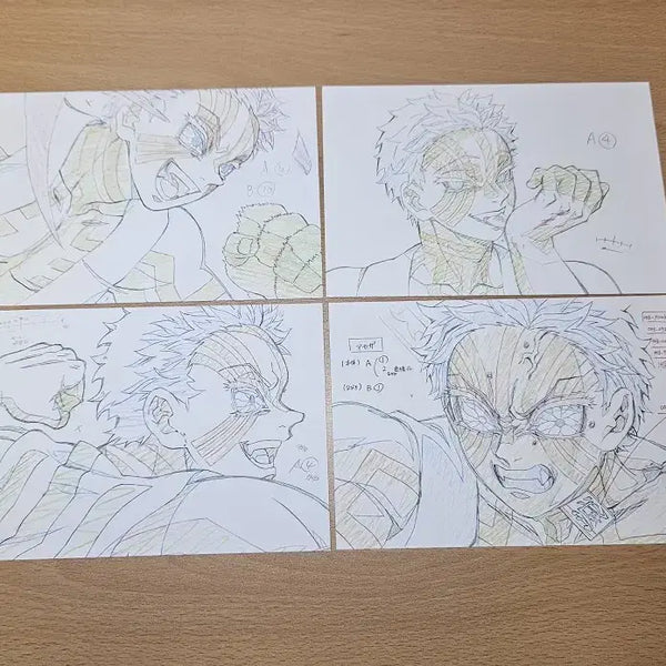 [BUNJANG] Demon Slayer Akaza Original Sketch Postcard Set (4 pcs) / 귀멸의 칼날 아카자 원화 엽서 4점 일괄