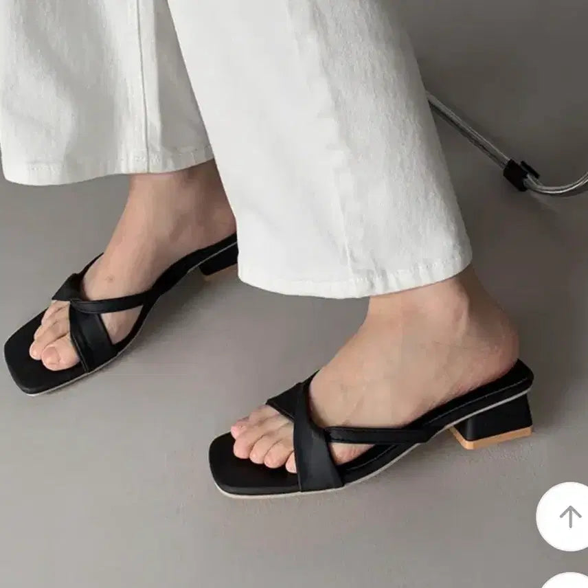 [BUNJANG] Ablley Square Strap Mule Sandals Black / 에이블리  스퀘어 스트랩 뮬 샌들 블랙 230-235