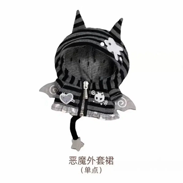 [BUNJANG] 10cm Doll Clothes Black Y2K Idol Outfit Set / 10cm 인형옷 솜인형옷 누이 의상 세트 검정 y2k 아이돌 블랙