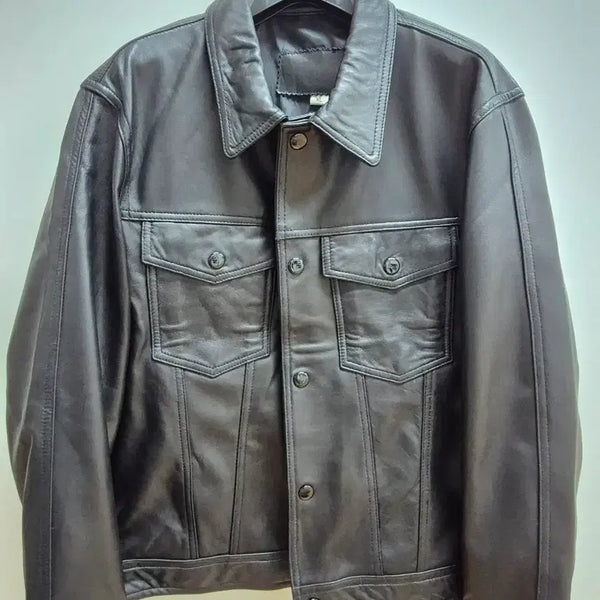 [BUNJANG] Lambskin Leather Trucker Jacket / 램스킨 레더 트러커 자켓 (양가죽)