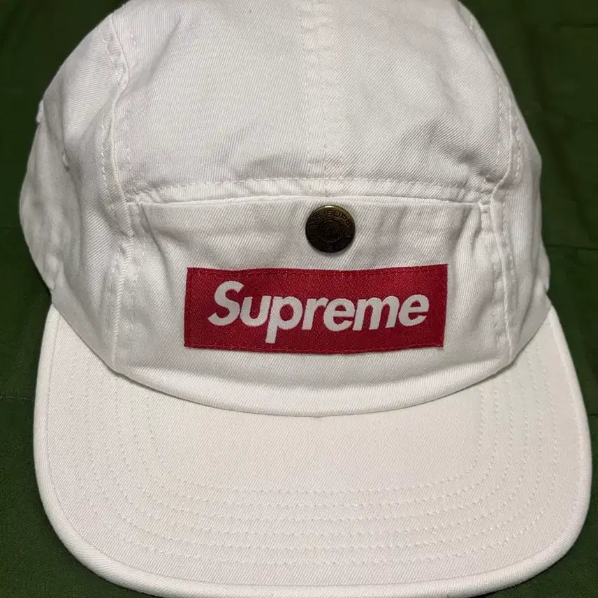[BUNJANG] Supreme 18FW Snap Button Pocket Camp Cap White / 슈프림 18FW 스냅버튼 포켓 캠프캡 화이트