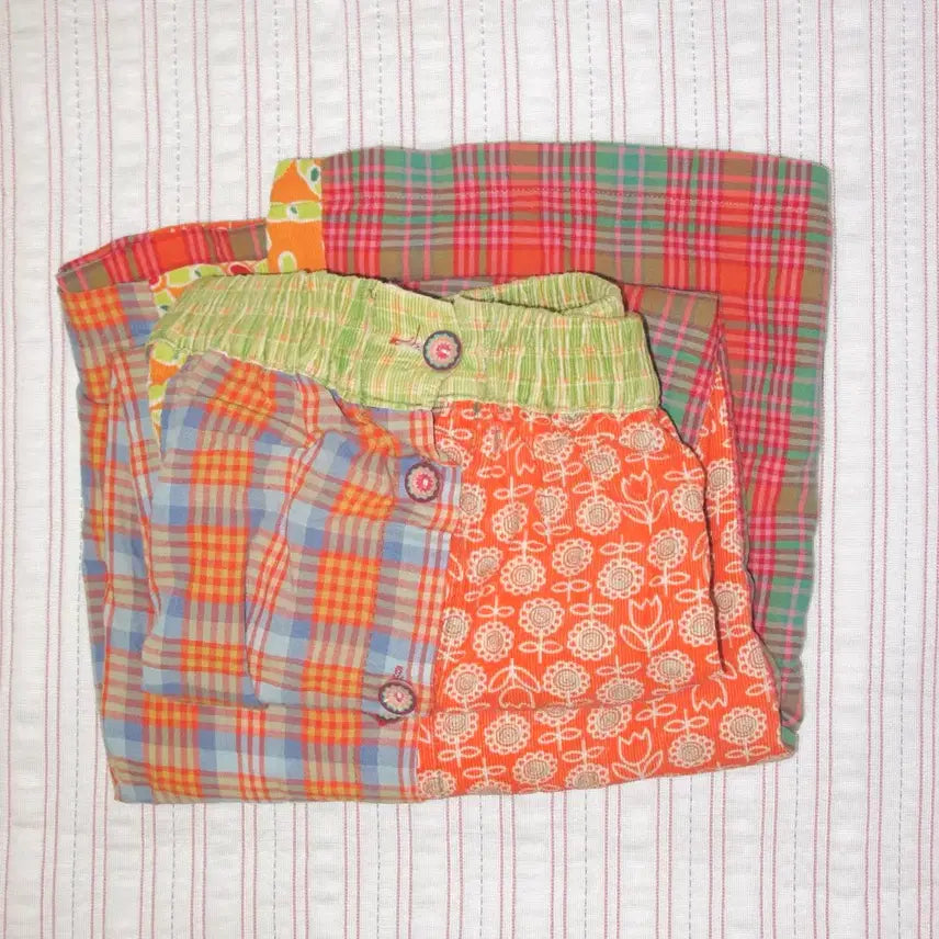 [BUNJANG] Vintage Patch Skirt Sunflower Tulip Retro Check / 일본 하구미 빈티지 지브리st 해바라기 튤립 레트로 체크 패치 스커트