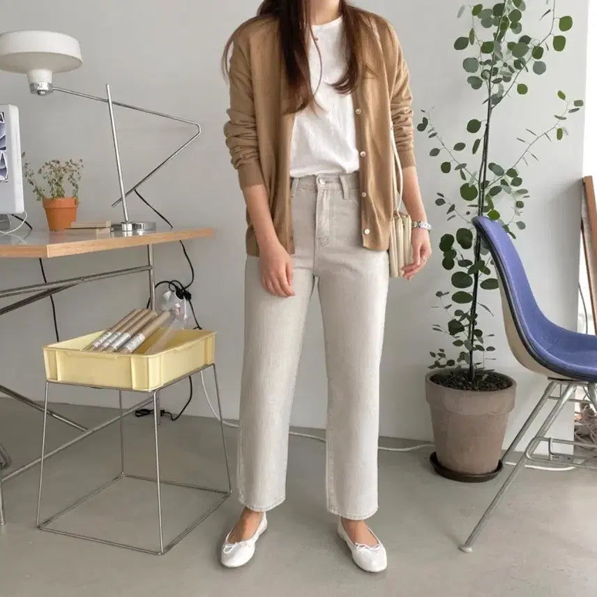 [BUNJANG] Withyoon Dyeing Washing Peanut Denim Pants (Light Beige, 28) / (판매 및 나눔) 위드윤 다잉 워싱 피넛 데님 팬츠