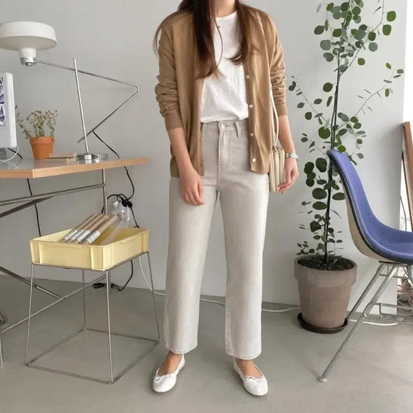 [BUNJANG] Withyoon Dyeing Washing Peanut Denim Pants (Light Beige, 28) / (판매 및 나눔) 위드윤 다잉 워싱 피넛 데님 팬츠