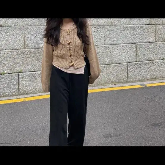 [BUNJANG] Beige Cable Knit Cardigan / (새상품) 베이지 케이블 꽈배기 니트 가디건