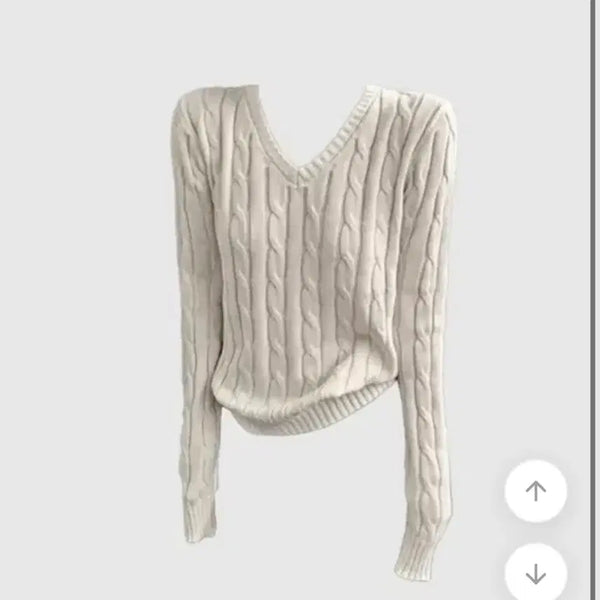[BUNJANG] Ablley V-Neck Knit Ivory / 에이블리 브이넥니트 아이보리