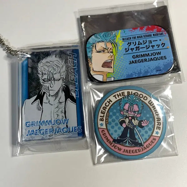 [BUNJANG] Bleach Grimmjow Domino-Style Acrylic Block & Can Badge Set / 블리치 그림죠 도미노풍 아크릴 블럭 캔뱃지 호정고교