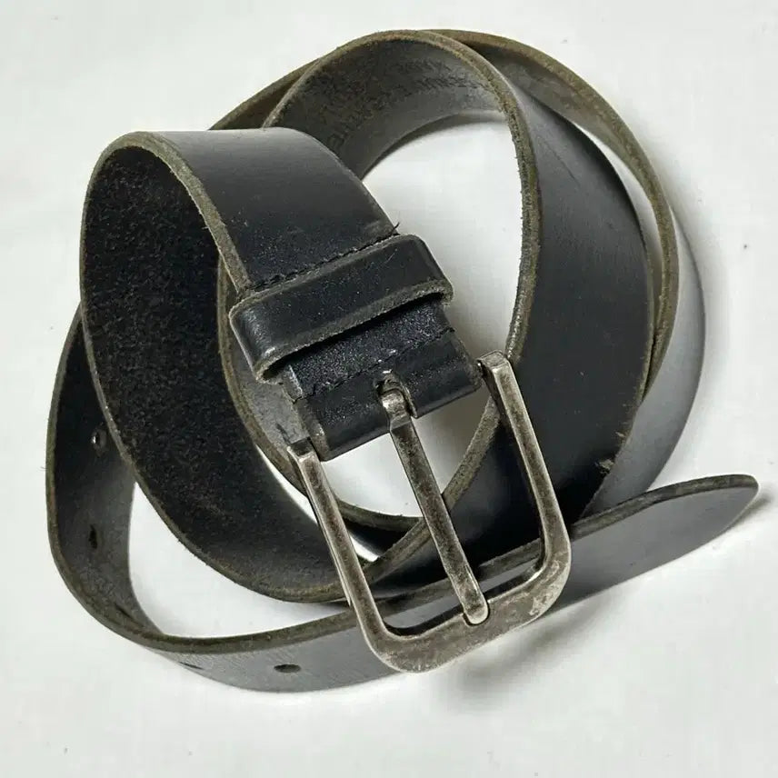 [BUNJANG] Vintage Black Genuine Leather Belt (Size 40/100) / 빈티지 블랙 통가죽 벨트 40/100