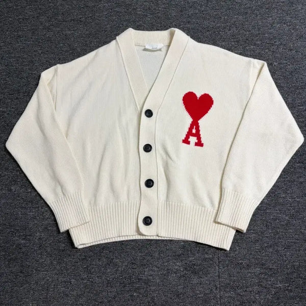 [BUNJANG] AMI Big Heart Logo Oversized Cardigan / 아미 빅 하트 로고 오버사이즈 가디건