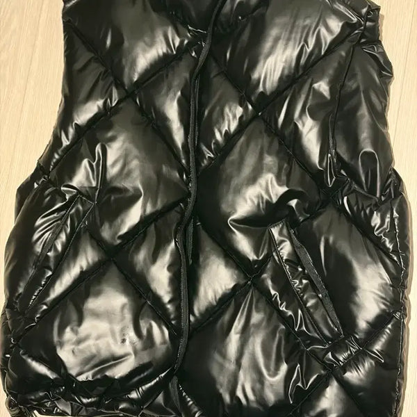 [BUNJANG] Black Glossy Padded Vest / 유광 패딩 조끼