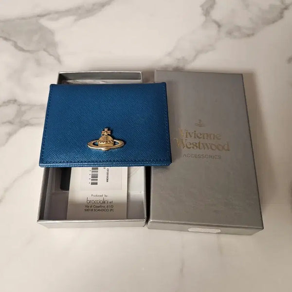 [BUNJANG] Vivienne Westwood Leather Card Holder Blue / 비비안웨스트우드 카드지갑 블루 정품