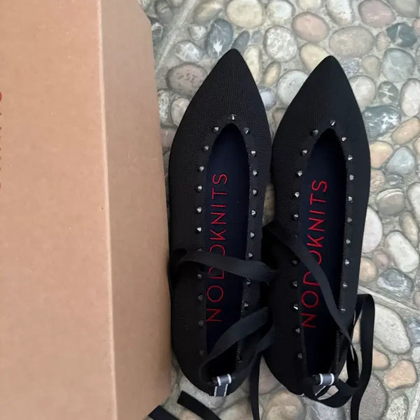 [BUNJANG] Odonnit Black Stud Strap Flat Shoes Size 255 / 노도니트 블랙스터드 스트랩 플랫 255사이즈