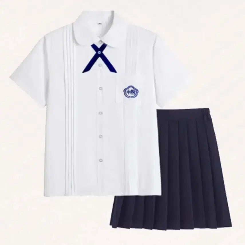 [BUNJANG] Taiwan School Uniform Set Skirt Top Bottom - M / 대만교복 졸업사진 상하의 세트 M