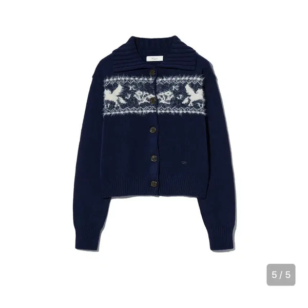 [BUNJANG] Kijun Nordic Knit Cardigan Navy / 기준 Kijun 노르딕 니트 가디건 네이비 비이커 시눈 글로니