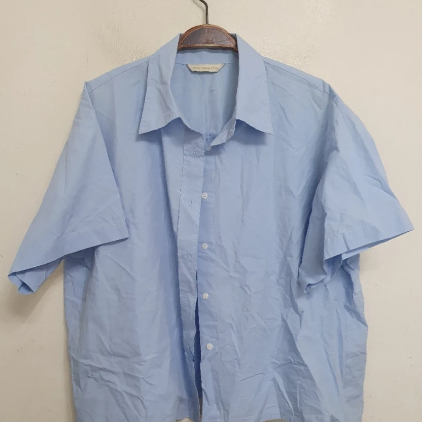 [BUNJANG] Pretty Young Light Blue Short Sleeve Shirt / 프리티영, 하늘색 반팔 셔츠