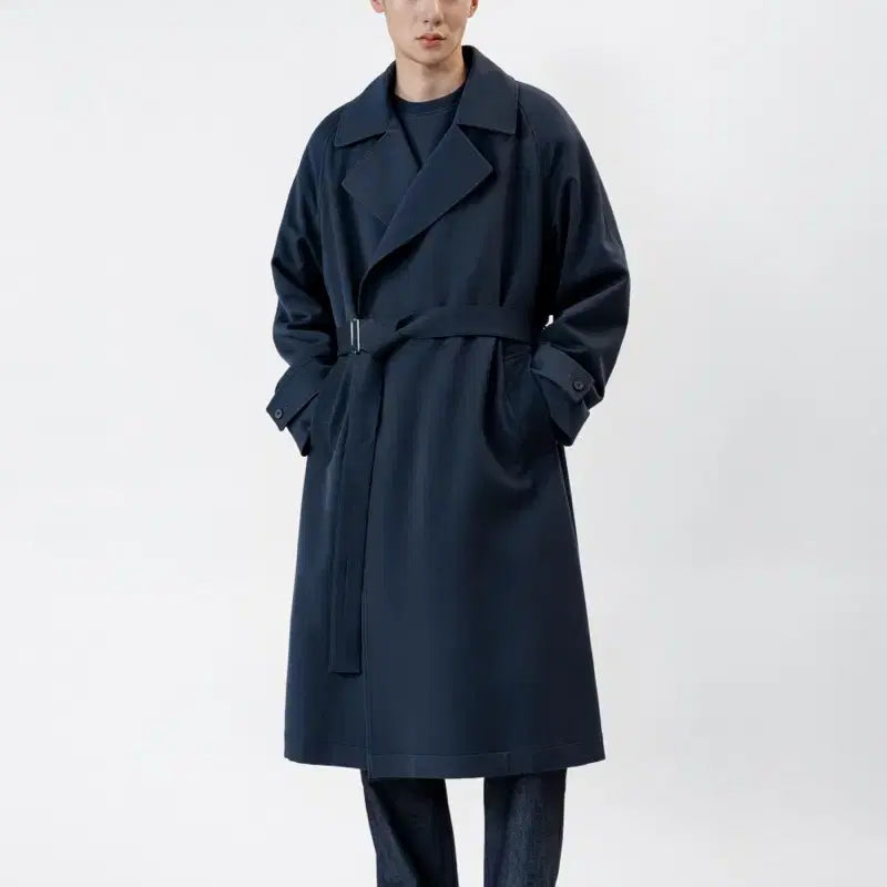[BUNJANG] Insilence Wool Blend Trench Coat Midnight Blue L / 인사일런스 울 블렌드 트렌치 코트 미드나잇 블루 L