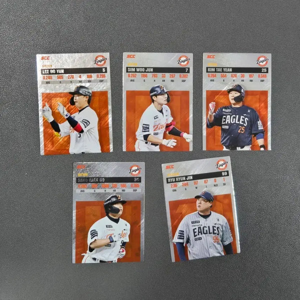 [BUNJANG] KBO Baseball Card Plus Hanwha Record Full Set (Ryu Hyun-jin, Kang Baek-ho, Kim Tae-yeon, Shim Woo-jun, Lee Do-yoon) / KBO카드 플러스 한화 레코드 풀세트 (류현진, 강백호, 김태연, 심우준, 이도윤)