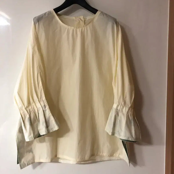 [BUNJANG] TIME (Hanstyle) Balloon Puff Blouse - Light Lemon / 한섬 타임 TIME 바스락 벌룬 퍼프 블라우스 셔츠