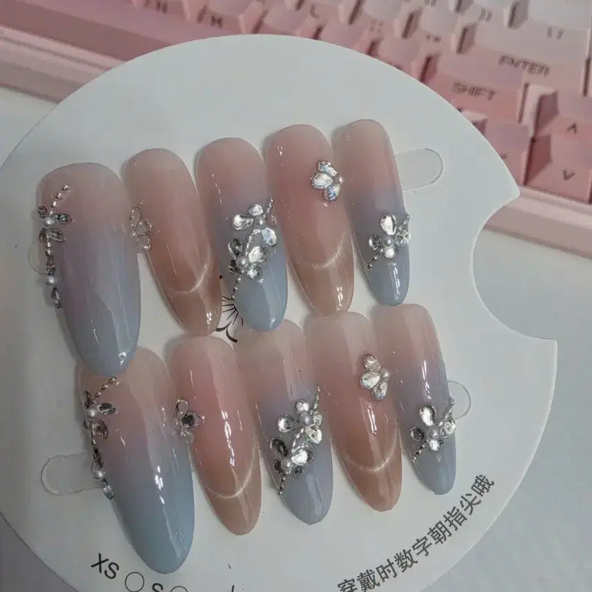 [BUNJANG] Sky Pink Gradient Nail Tips [M] / 하늘 핑크 그라 네일팁 [M]