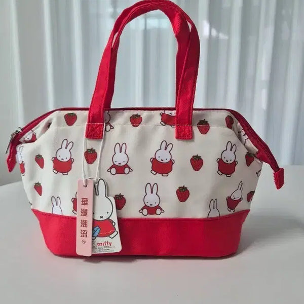 [BUNJANG] Miffy Strawberry Pattern Cooler Bag / 미피 보냉백