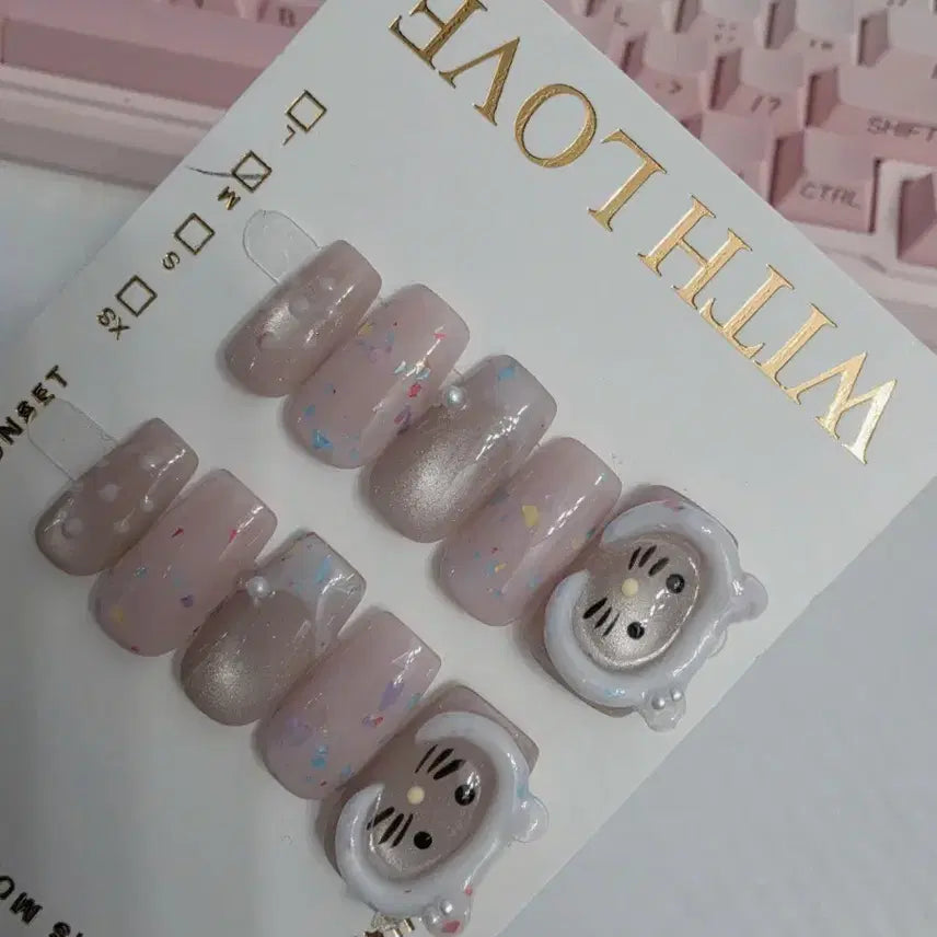 [BUNJANG] Cat Charm Nail Tips [M] / 고양이 파츠 네일팁 [M]